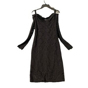 Blue Sage Dress Black Cocktail Cold Shoulder Lace Size 10‎